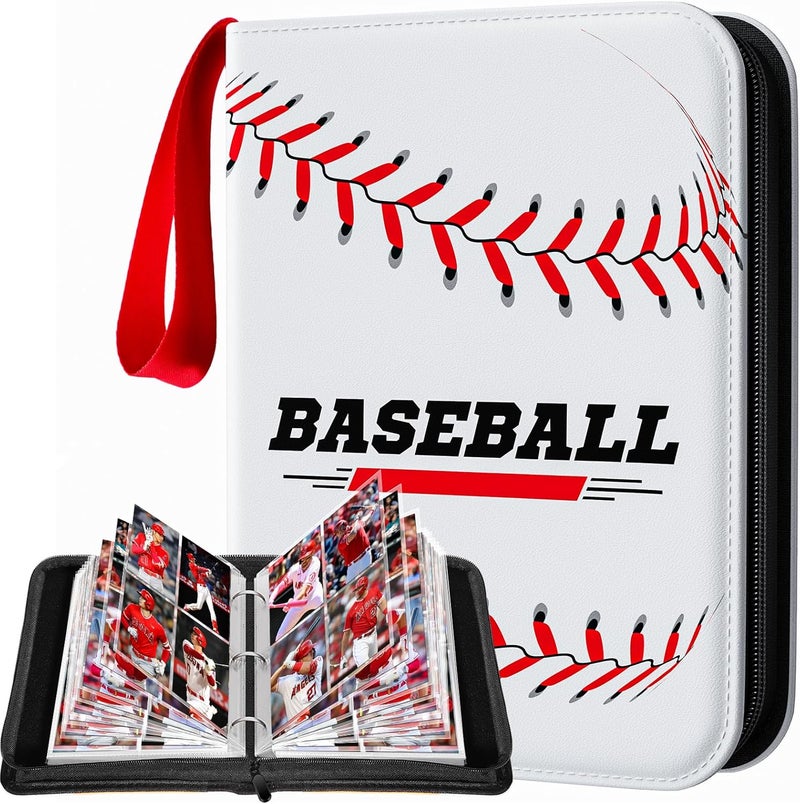 efunny Baseball Card Binder 4 Pocket Gifts for Boys Girls, Waterproof 400 Pockets Card Holder Album with 50 Removable Sleeves for Trading Card - Binder Display Storage Carrying Case for Baseball Cards - Image 1